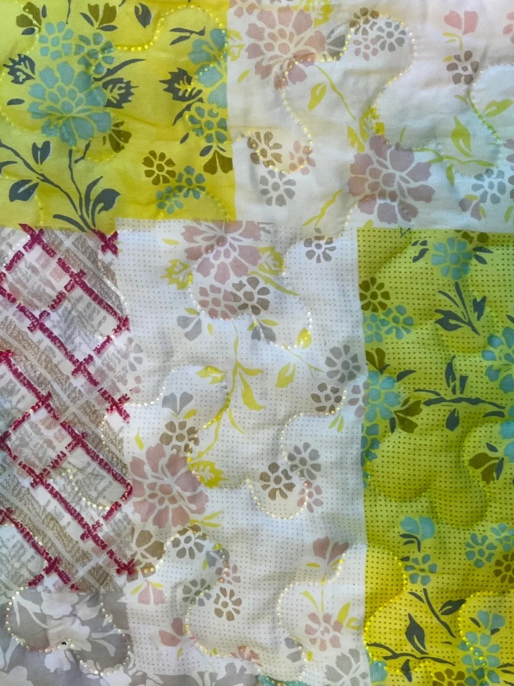 Queen patchwork quilt coverlet Cottagecore